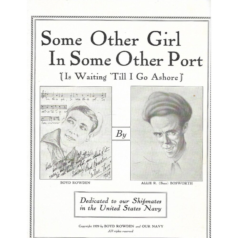 Some Other Girl in Some Other Port Sheet Music 1929 Navy Song Early 20th Century